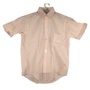 JCPenney Satin Touch Striped Dress Shirt Short Sleeve‎ Button Up Pink 16